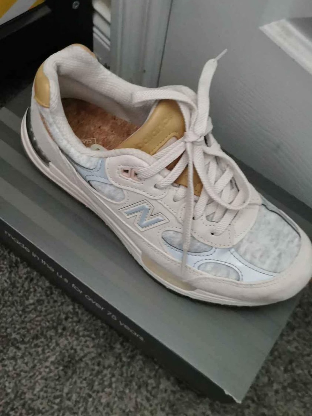 New Balance Women's Cream and Gold Lace-Up Sneakers